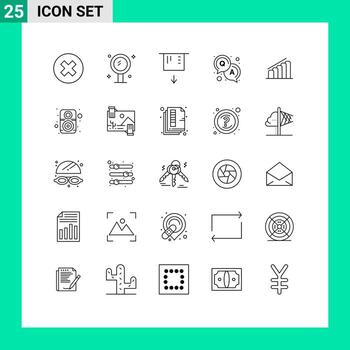 Group of 25 Modern Lines Set for report chart reflection solution answer Editable Vector Design Elements