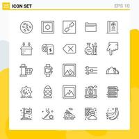 Collection of 25 Universal Line Icons Icon Set for Web and Mobile vector