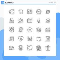 Set of 25 Modern UI Icons Symbols Signs for lenses geek book frame knowledge Editable Vector Design Elements