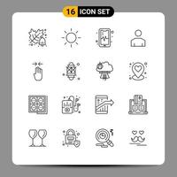 16 iconos creativos signos y símbolos modernos de luz pellizco avatar gesto flecha elementos de diseño vectorial editables vector