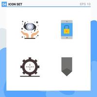 4 Thematic Vector Flat Icons and Editable Symbols of protect gadget application mobile technology Editable Vector Design Elements