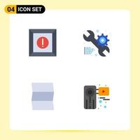 Set of 4 Commercial Flat Icons pack for box travel service gear movie Editable Vector Design Elements