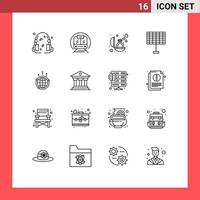 User Interface Pack of 16 Basic Outlines of connection business ring globe eco Editable Vector Design Elements