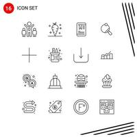 16 User Interface Outline Pack of modern Signs and Symbols of box new tag add table Editable Vector Design Elements