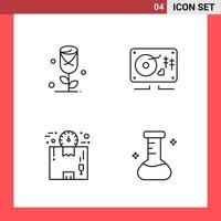 4 Icon Pack Line Style Outline Symbols on White Background Simple Signs for general designing vector