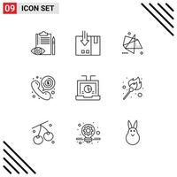 Pack of 9 Modern Outlines Signs and Symbols for Web Print Media such as dollar call packing special graphics Editable Vector Design Elements