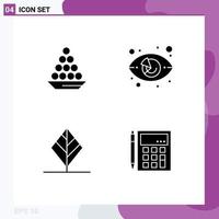 Editable Vector Line Pack of 4 Simple Solid Glyphs of bowl market indian treat marketing Editable Vector Design Elements