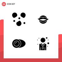 Pack of 4 Universal Glyph Icons for Print Media on White Background vector