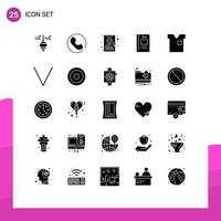 User Interface Pack of 25 Basic Solid Glyphs of fashion clothes online cab booking reading knowledge Editable Vector Design Elements