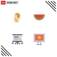 Set of 4 Modern UI Icons Symbols Signs for access board mind fruit chart Editable Vector Design Elements