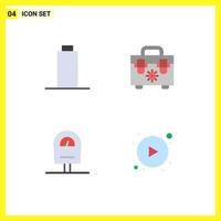 Modern Set of 4 Flat Icons and symbols such as battery arrows bag machine button Editable Vector Design Elements