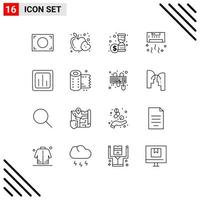 Mobile Interface Outline Set of 16 Pictograms of graph analytics money technology cool Editable Vector Design Elements