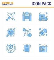 Coronavirus Precaution Tips icon for healthcare guidelines presentation 9 Blue icon pack such as covid blood bacteria hospital transport car viral coronavirus 2019nov disease Vector Design Elemen