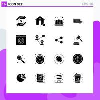 grupo de símbolos de iconos universales de 16 glifos sólidos modernos de elementos de diseño de vectores editables del dólar de las finanzas de la casa del dinero del navegador