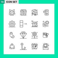 Pack of 16 Line Style Icon Set Outline Symbols for print Creative Signs Isolated on White Background 16 Icon Set vector