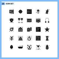 25 Thematic Vector Solid Glyphs and Editable Symbols of water pollution develop rose flower Editable Vector Design Elements