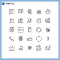 Set of 25 Modern UI Icons Symbols Signs for business firewall lock database love Editable Vector Design Elements