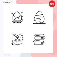 Mobile Interface Line Set of 4 Pictograms of mail bio inbox egg eco Editable Vector Design Elements