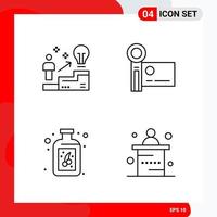 Creative Set of 4 Universal Outline Icons isolated on White Background vector