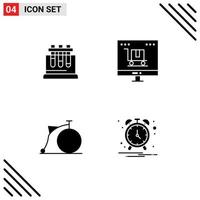 Modern Set of 4 Solid Glyphs Pictograph of lab bicycle science digital marketing vehicles Editable Vector Design Elements