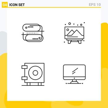 Set of 4 Modern UI Icons Symbols Signs for blockchain technology money payment picture computer Editable Vector Design Elements