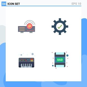 Group of 4 Flat Icons Signs and Symbols for presentation synthesizer service tick memory card Editable Vector Design Elements