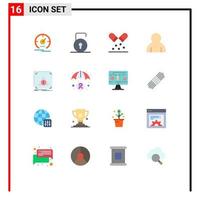 Modern Set of 16 Flat Colors Pictograph of application user security profile pills Editable Pack of Creative Vector Design Elements