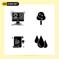 4 Creative Icons for Modern website design and responsive mobile apps 4 Glyph Symbols Signs on White Background 4 Icon Pack vector