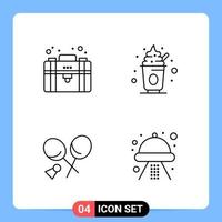 4 Line Black Icon Pack Outline Symbols for Mobile Apps isolated on white background 4 Icons Set vector