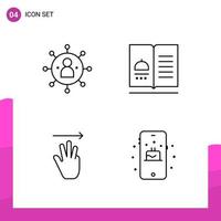 Outline Icon set Pack of 4 Line Icons isolated on White Background for responsive Website Design Print and Mobile Applications vector