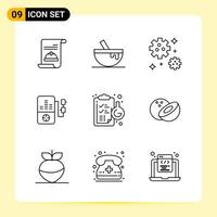 9 Creative Icons for Modern website design and responsive mobile apps 9 Outline Symbols Signs on White Background 9 Icon Pack vector