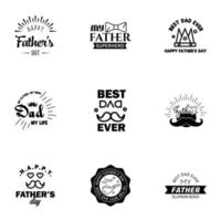Happy fathers day greeting cards set 9 Black Vector typography lettering Usable for banners print You are the best dad text design Editable Vector Design Elements