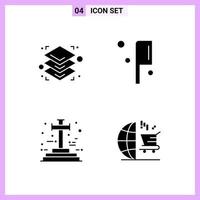 4 Icons in Solid Style Glyph Symbols on White Background Creative Vector Signs for Web mobile and Print