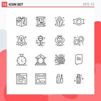 16 Thematic Vector Outlines and Editable Symbols of light creative cob bulb candy Editable Vector Design Elements