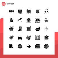 Pack of 25 creative Solid Glyphs of plent timer board stop hospital Editable Vector Design Elements