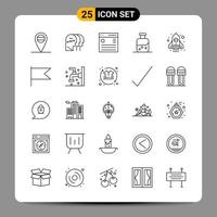 25 Black Icon Pack Outline Symbols Signs for Responsive designs on white background 25 Icons Set vector