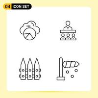 4 Creative Icons for Modern website design and responsive mobile apps 4 Outline Symbols Signs on White Background 4 Icon Pack vector