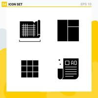 Collection of 4 Universal Solid Icons Icon Set for Web and Mobile vector