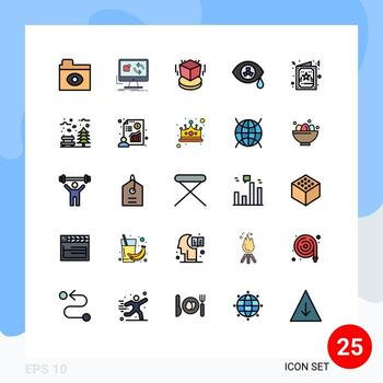 Modern Set of 25 Filled line Flat Colors and symbols such as greeting card box zombie mutation Editable Vector Design Elements