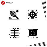 Collection of 4 Vector Icons in solid style Pixle Perfect Glyph Symbols for Web and Mobile Solid Icon Signs on White Background 4 Icons