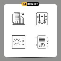 4 User Interface Line Pack of modern Signs and Symbols of building control city sport layout Editable Vector Design Elements