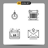 4 Black Icon Pack Outline Symbols Signs for Responsive designs on white background 4 Icons Set vector