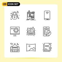 9 Creative Icons for Modern website design and responsive mobile apps 9 Outline Symbols Signs on White Background 9 Icon Pack vector