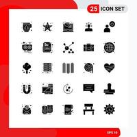 25 User Interface Solid Glyph Pack of modern Signs and Symbols of add human analysis criticism choice Editable Vector Design Elements