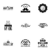 Happy fathers day card 9 Black Set Vector illustration Editable Vector Design Elements