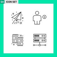 Pack of 4 Line Style Icon Set Outline Symbols for print Creative Signs Isolated on White Background 4 Icon Set vector