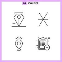 4 Icons in Line Style Outline Symbols on White Background Creative Vector Signs for Web mobile and Print