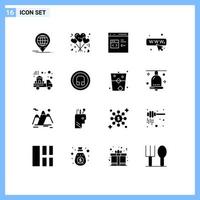 Modern Set of 16 Solid Glyphs and symbols such as estate webpage c web development Editable Vector Design Elements