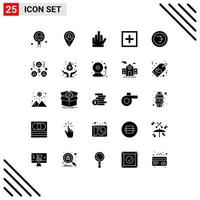 Mobile Interface Solid Glyph Set of 25 Pictograms of finance support gesture question info Editable Vector Design Elements