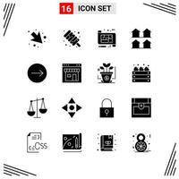 16 Icons Solid Style Grid Based Creative Glyph Symbols for Website Design Simple Solid Icon Signs Isolated on White Background 16 Icon Set vector